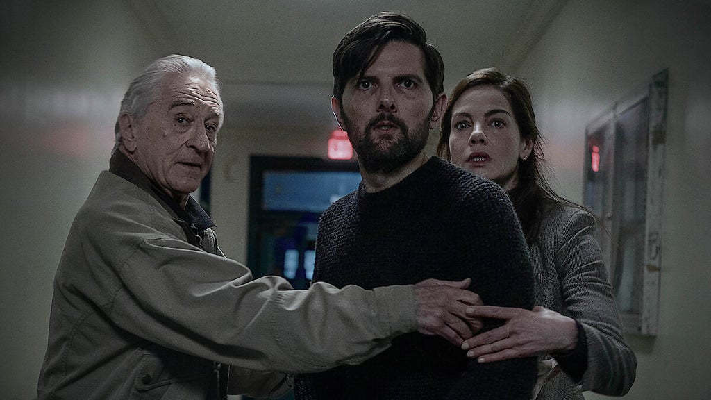 Adam Scott, Robert De Niro and Michelle Monaghan in "The Whisper Man"