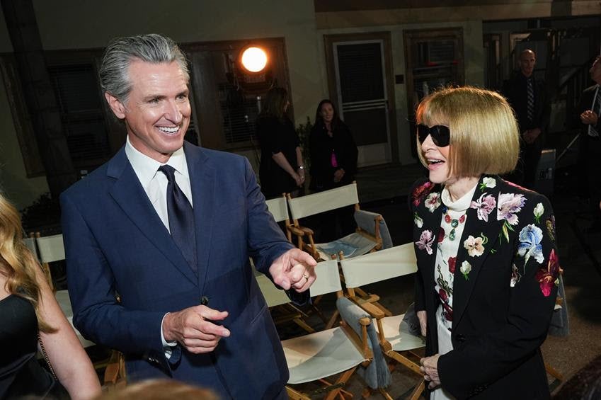 Gavin Newsom and Anna Wintour at Vogue World: Hollywood 2025 at Paramount Studios on Oct. 26, 2025 in Los Angeles, Calif. Source: Getty