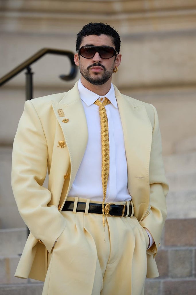 Bad Bunny attends the Schiaparelli Haute Couture Fall/Winter 2026 show. Source: Getty