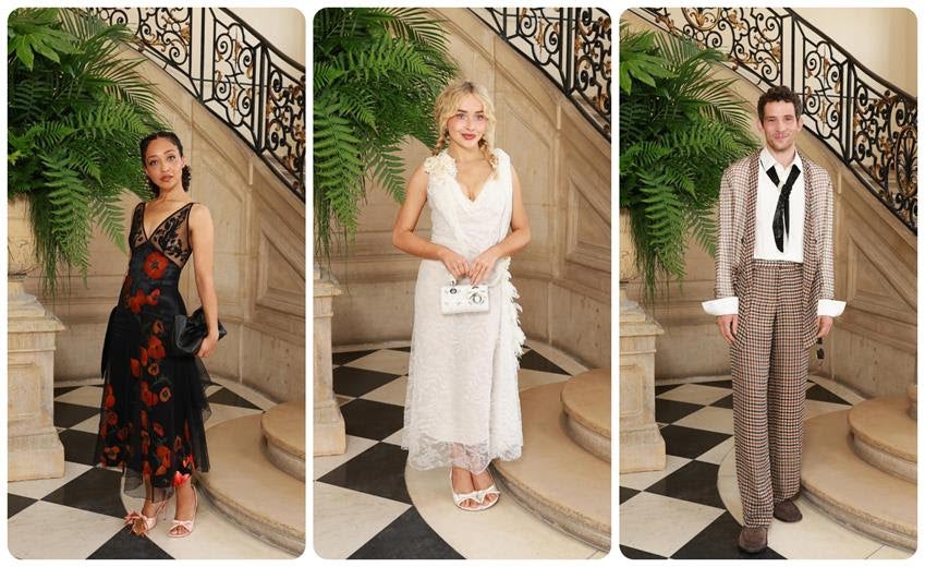 Ruth Negga, Sabrina Carpenter and Josh O'Connor attend the Dior Fall 2026 Haute Couture show. Source: Getty