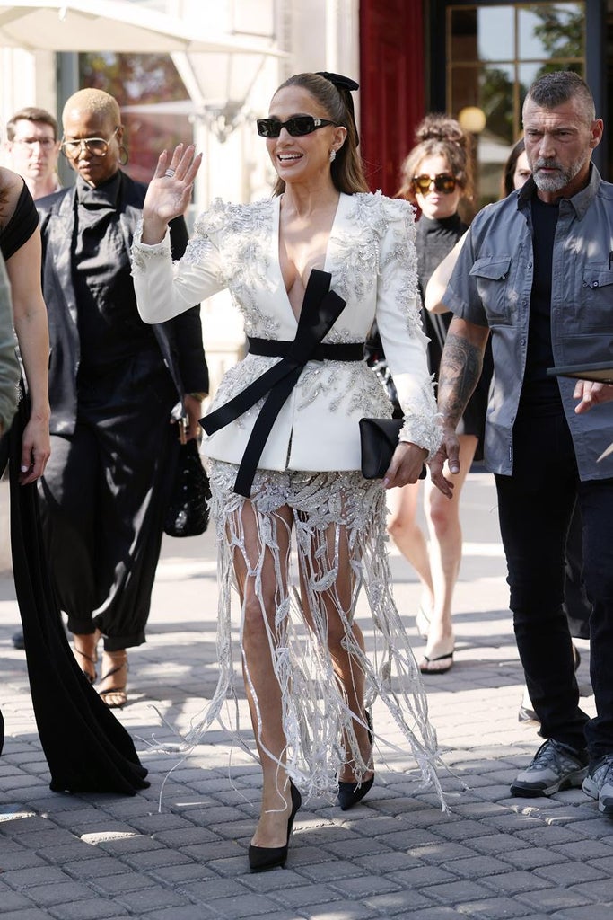 Jennifer Lopez arriving at the Fall 2026 Zuhair Murad Haute Couture show. Source: Getty