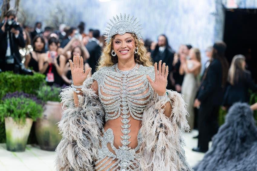 Beyonce attends the 2026 Met Gala Celebrating Costume Art at Metropolitan Museum of Art on May 4, 2026 in New York City. Source: Getty