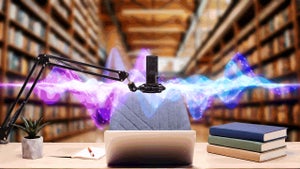 Audiobook illustration with lightning