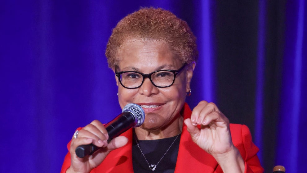 Los Angeles Mayor Karen Bass attends Los Angeles Cleantech Incubator (LACI) Road to 2028 Summit at Intuit Dome on July 15, 2026 in Inglewood, California. (Credit: Rodin Eckenroth/Getty Images for Los Angeles Cleantech Incubator (LACI))