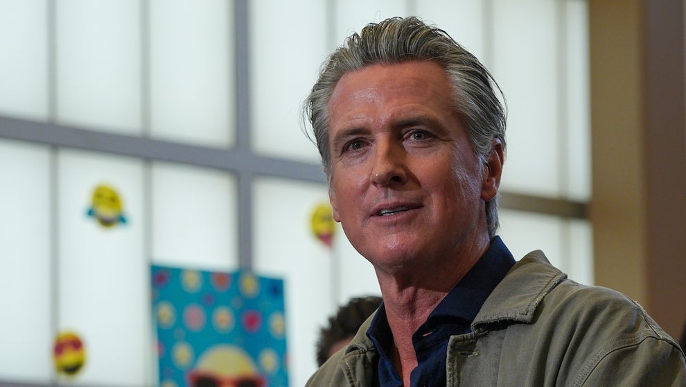 Governor Gavin Newsom speaks during a press event for welcome back students to a new school year, highlighting transformational education reforms at the Schafer Park Elementary School in Hayward, California (Credit: Tayfun CoÅkun/Anadolu via Getty Images)