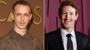 Left: Jeremy Strong (Steve Granitz/FilmMagic), Right: Mark Zuckerberg (Taylor Hill/Getty Images)