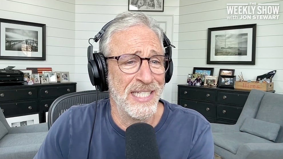 Jon Stewart hosts the Aug. 12, 2026 episode of "The Weekly Show" podcast. (Comedy Central/YouTube)