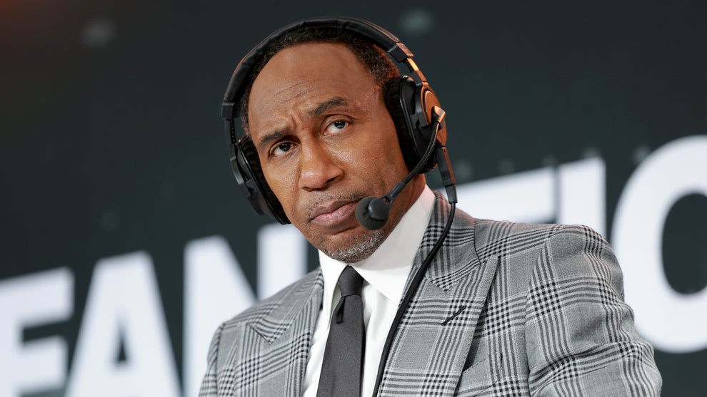 Stephen A. Smith speaks on stage as Stephen A. Smith and Christopher Russo host SiriusXM shows live from Fanatics Fest at Javits Center on July 17, 2026 in New York City. (Photo by Jason Mendez/Getty Images for SiriusXM)