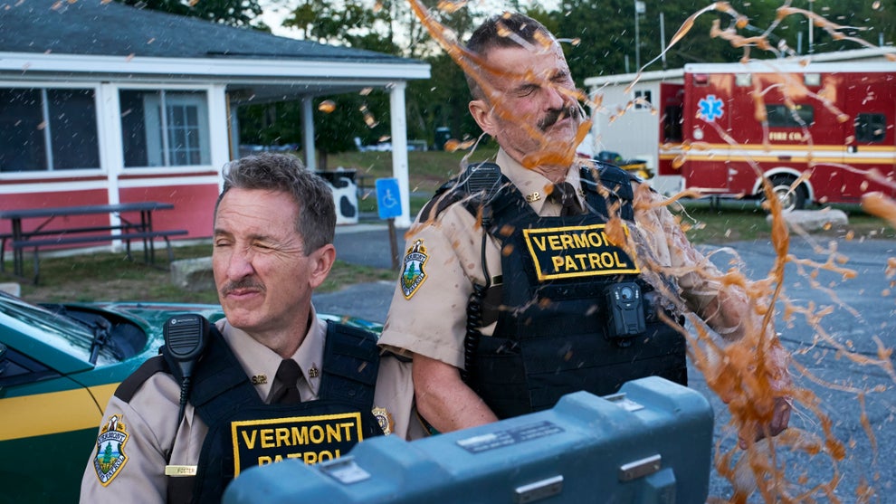 Paul Soter and Steve Lemme in "Super Troopers 3" (Credit: Patrick Harbron, Courtesy of Searchlight Pictures)