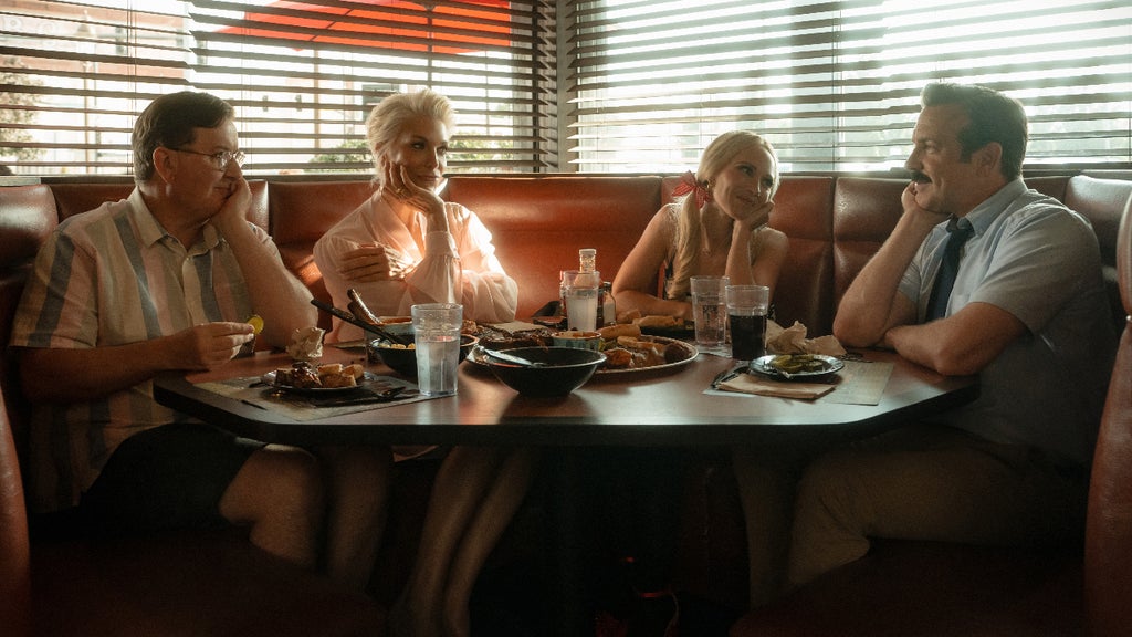 Jeremy Swift, Hannah Waddingham, Juno Temple, Jason Sudeikis in "Ted Lasso" Season 4 (Apple TV)