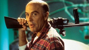 Reggie Bannister arms himself in a scene from the film 'Phantasm III: Lord Of The Dead', 1994. (Photo by Starway International Inc/Getty Images)