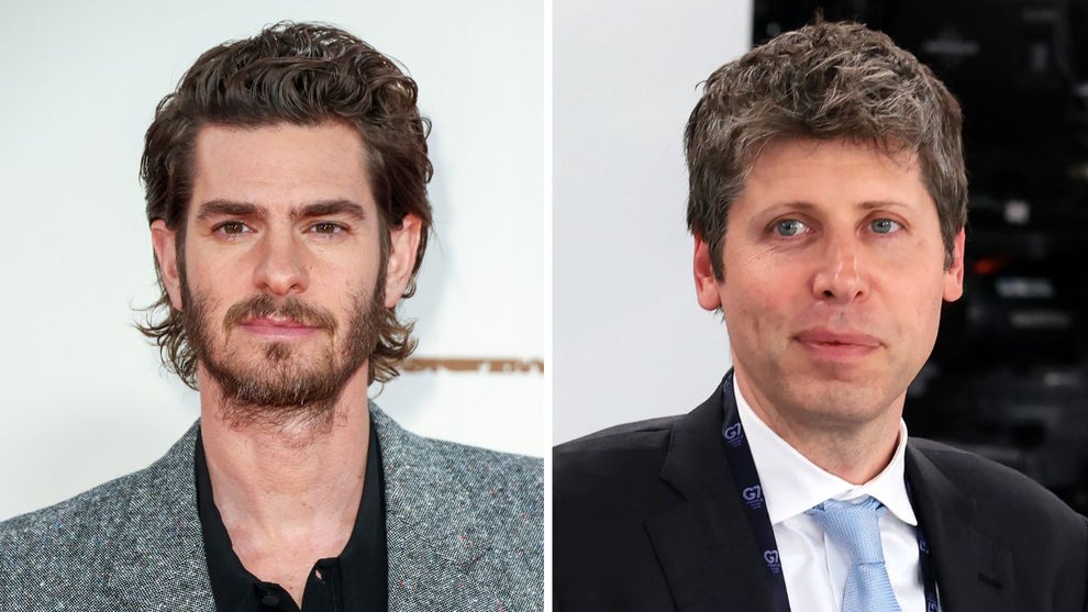Andrew Garfield (Credit: Mike Marsland/WireImage) and Sam Altman (Credit: Anna Moneymaker/Getty Images)