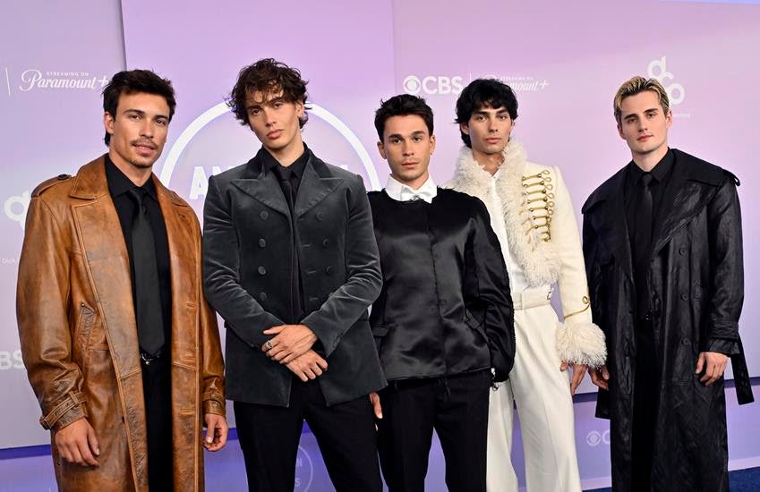 Tim Schaecker, Bene Schulz, Julien Brown, Jacob Rott and Luis Freitag of Elevator Boys attend the 52nd American Music Awards May 25, 2026 in Las Vegas, Nev. Source: Getty