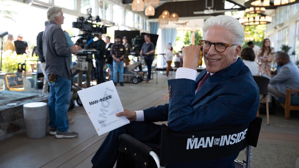 Ted Danson as Charles behind the scenes of "A Man on the Inside" Season 3. (Credit: Colleen Hayes/Netflix)