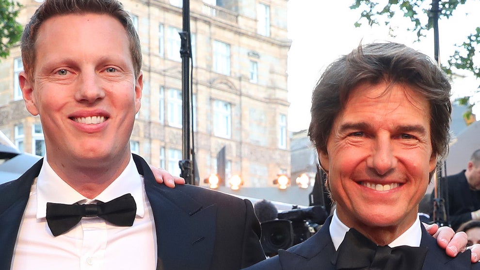 David Ellison and Tom Cruise attend the Royal Film Performance and U.K. Premiere of "Top Gun: Maverick" at Leicester Square on May 19, 2022 in London. (Credit: Tristan Fewings/Getty Images)