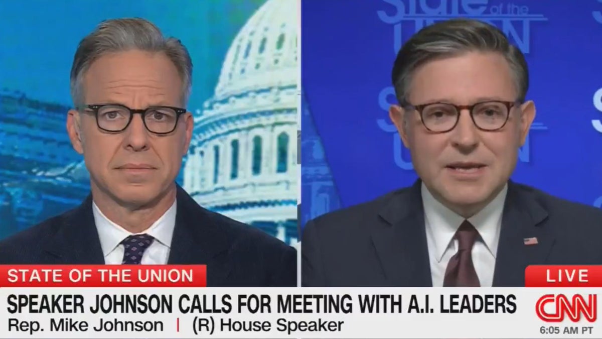 Mike Johnson Punts on Jake Tapper’s AI Regulation Question as Industry Calls for Guardrails: ‘China Will Overlap Us’