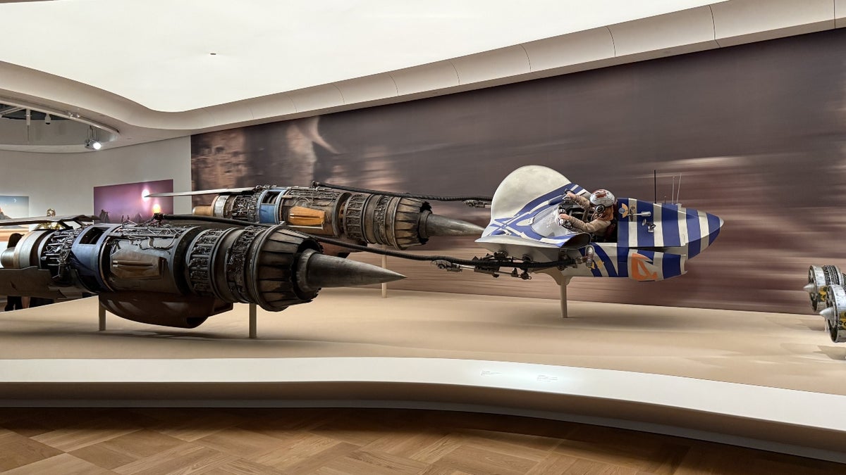 A podracer on display at the George Lucas Museum of Narrative Art