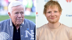 Billionaire stadium owner Robert Kraft and musciain Ed Sheeran are embroiled in controversy after Macklemore was fired from the singer's world tour. (Credit: Getty Images)