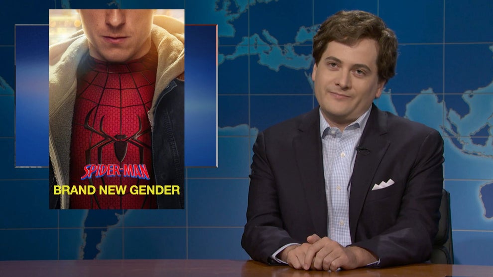Jeremy Culhane portrays Tucker Carlson in the "Weekend Update" segment of the Sept. 26, 2026 edition of "Saturday Night Live" (NBC)