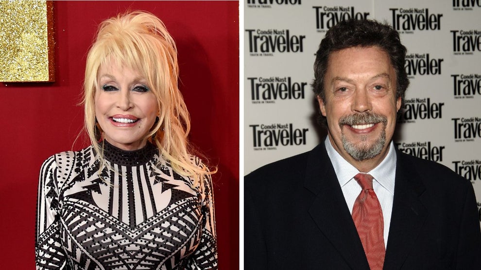 Dolly Parton (Credit: Kevin Winter/Getty Images) and Tim Curry (Credit: Dimitrios Kambouris/WireImage for Conde Nast Publications/FPC Magazines)