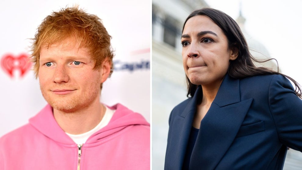 Ed Sheeran (Credit: Roy Rochlin/Getty Images) and Rep. Alexandria Ocasio-Cortez, D-N.Y. (Credit: Bill Clark/CQ-Roll Call, Inc via Getty Images)