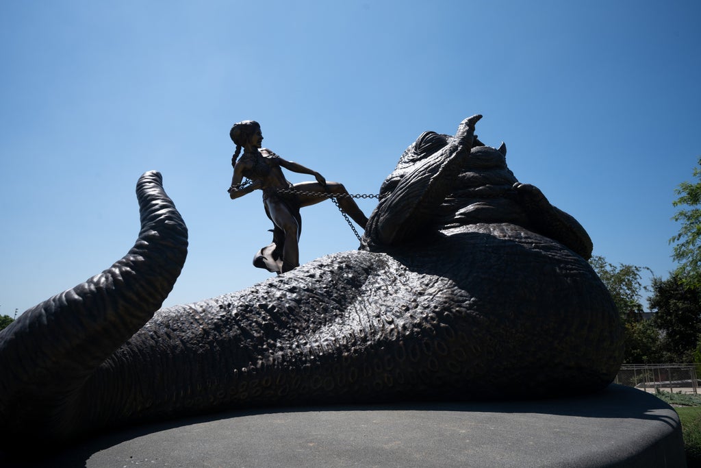 Jabba the Hutt statue at the Lucas Museum of Narrative Art