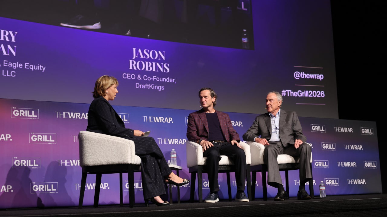 DraftKings CEO Jason Robins and Eagle Equity Partners LLC CEO Harry Sloan speak with TheWrap CEO Sharon Waxman at TheGrill 2026