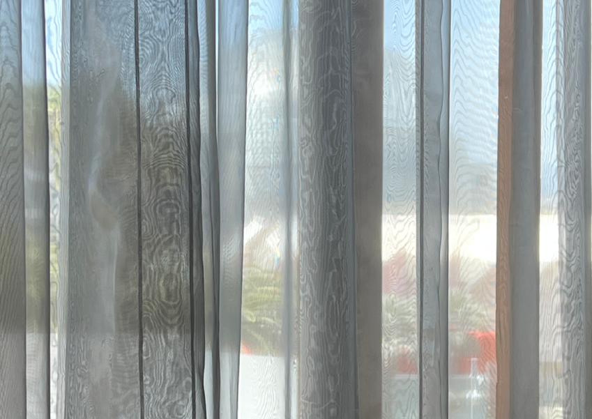Reiko Sudō, Curtains: LACMA × NUNO Sputtered Chrome Matte (2025) NUNO Corporation. Source: Iwan Baan