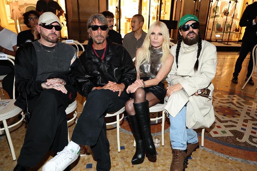 Gucci creative director Demna Gvasalia; Balenciaga creative director Pierpaolo Piccioli; Donatella Versace; and Valentino creative director Alessandro Michele attend Vogue World: Milano Source: Getty