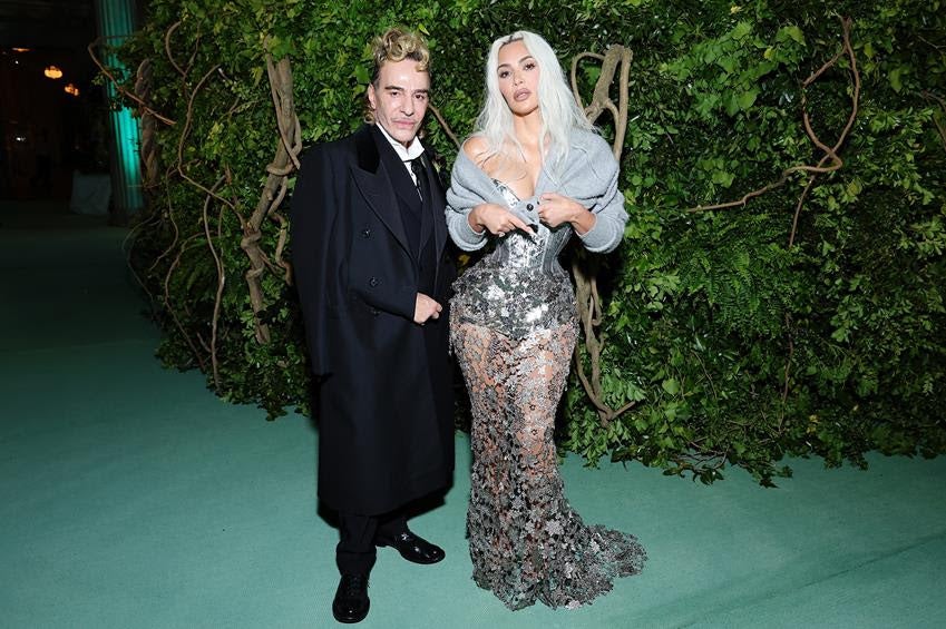 John Galliano and Kim Kardashian attend The 2024 Met Gala Celebrating Sleeping Beauties: Reawakening Fashion. Source: Getty
