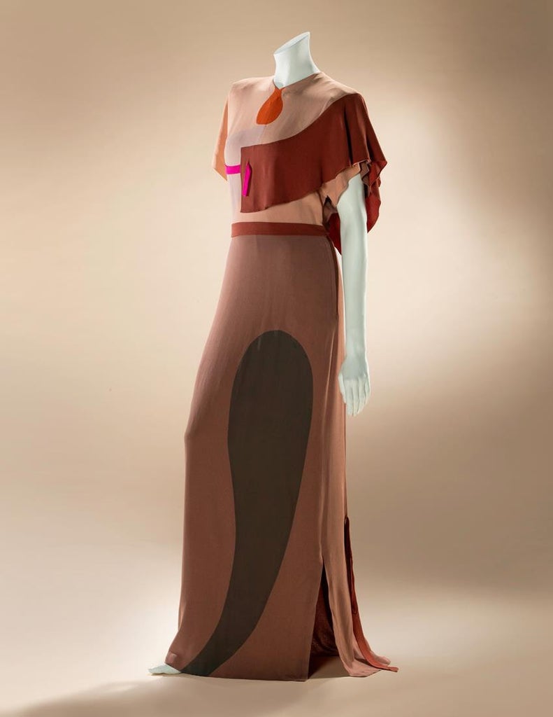 From the exhibition, Adrian Ltd. 1945 Modern Museum evening gown. Source: ASU FIDM Museum