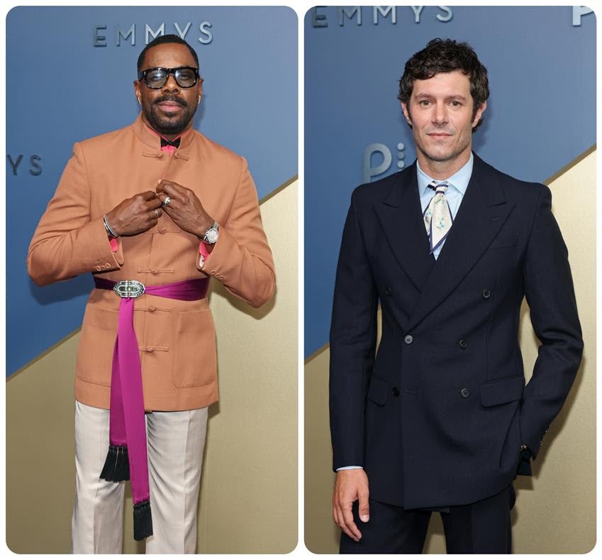 Colman Domingo in Valentino and Adam Brody in Prada. Source: Getty