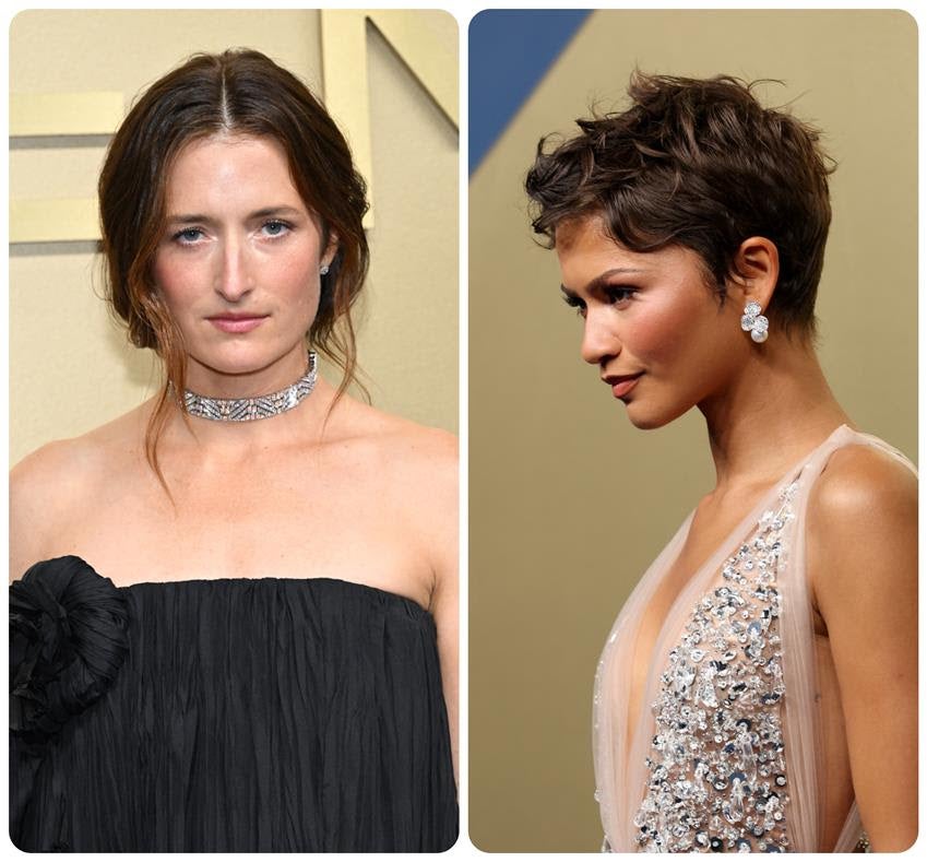Grace Gummer in a Boucheron choker and Zendaya in Mikimoto earrings. Source: Getty