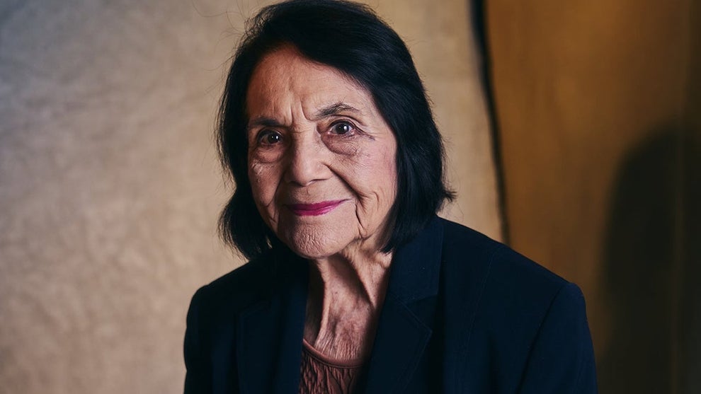 Dolores Huerta, labor leader and civil rights activist, joins TheWrap's photo studio at the 2025 Sundance Film Festival. (Credit: Cathlin Mccullough for TheWrap)
