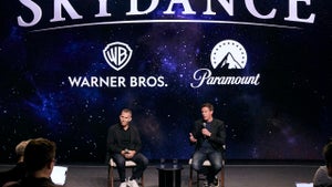Skydance co-CEOs Ynon Kreiz and David Ellison hold a press conference following the Paramount-Warner Bros. Discovery merger closure on Oct. 6, 2026. (Credit: Nate Jensen for Skydance)