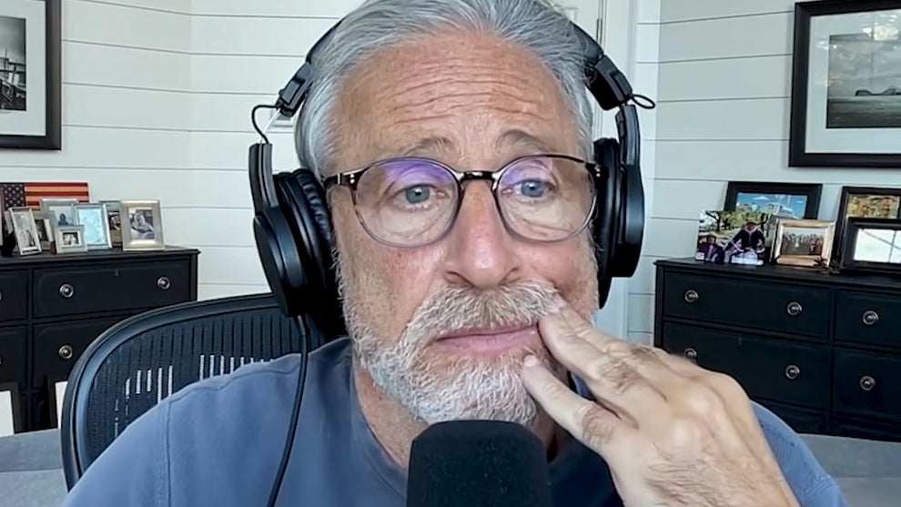 Jon Stewart hosts the Oct. 21 episode of his "The Weekly Show" podcast. (Credit: Comedy Central/YouTube)