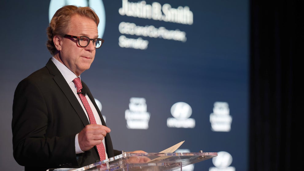 Justin B. Smith, Semafor CEO and co-founder Semafor, speaks during The Semafor 2025 World Economy Summit on April 24, 2025 in Washington, DC. (Credit: Tasos Katopodis/Getty Images)