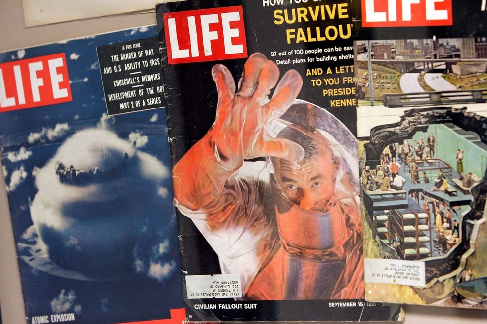 WHITE SULPHUR SPRINGS, WV - JULY 14: Covers of past issues of Life Magazine featuring nuclear bomb and protections are seen on display at a former government relocation facility, also know as the bunker, at Greenbrier Resort July 14, 2006 in White Sulphur Springs, West Virginia.