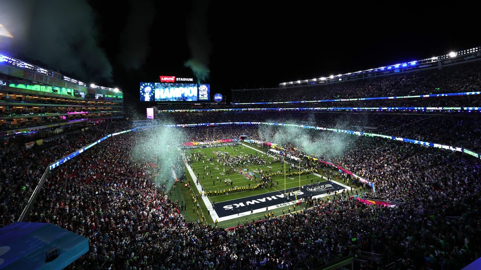Confetti fills the stadium after the Seattle Seahawks win Super Bowl LX against the New England Patriots at Levi's Stadium on February 08, 2026 in Santa Clara, California. (Ishika Samant/Getty Images)