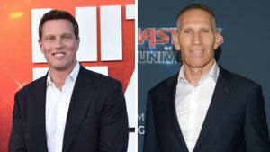 David Ellison (Credit: Chris DELMAS / AFP via Getty Images) and Ynon Kreiz (Credit: Jason Mendez/WireImage)