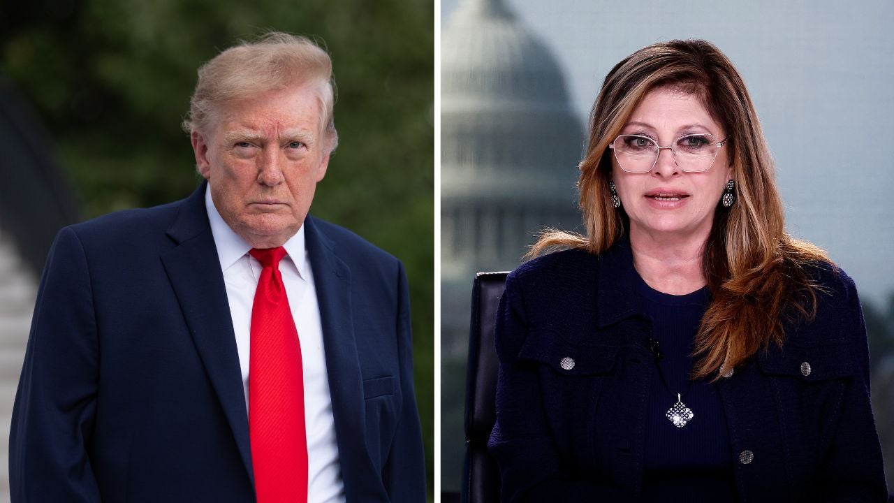 Donald Trump (Credit: Aaron Schwartz/Getty Images) and Maria Bartiromo (Credit: Paul Morigi/Getty Images)