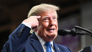 President Donald Trump speaks on stage at the Butler-Vandalia Student Activity Center during a campaign rally on Oct. 03, 2026 (Roberto Schmidt/Getty Images)