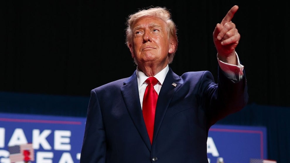 Trump walks out on stage to speak during a campaign rally at the Freeman Coliseum on October 07, 2026 in San Antonio, Texas. On his third trip to the state in the last 30 days, Trump is visiting Texas to campaign for Republican candidates, including Senate candidate and Texas Attorney General Ken Paxton, ahead of the midterm elections. (Photo by Win McNamee/Getty Images)