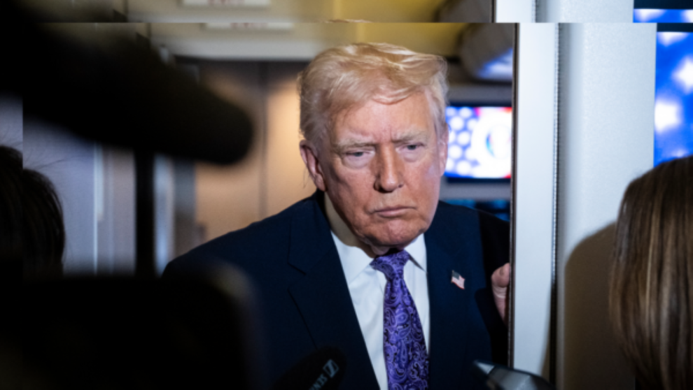 Donald Trump speaking to reporters