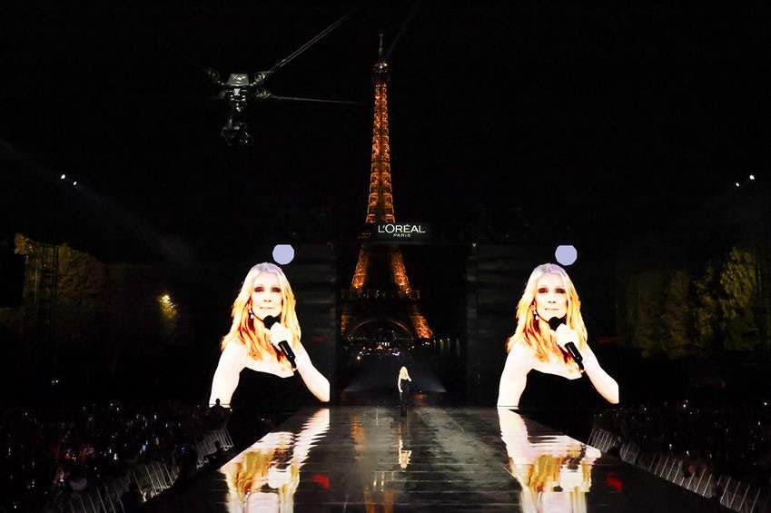 Celine Dion on the runway during the Le Défilé L'Oréal Paris show Sept. 28, 2026. Source: Getty