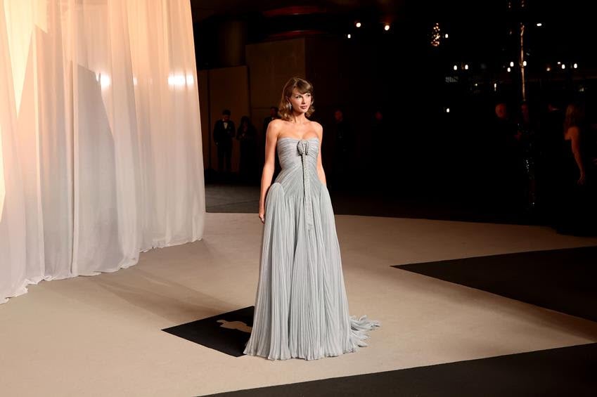 Taylor Swift wearing custom Dior. Source: Getty