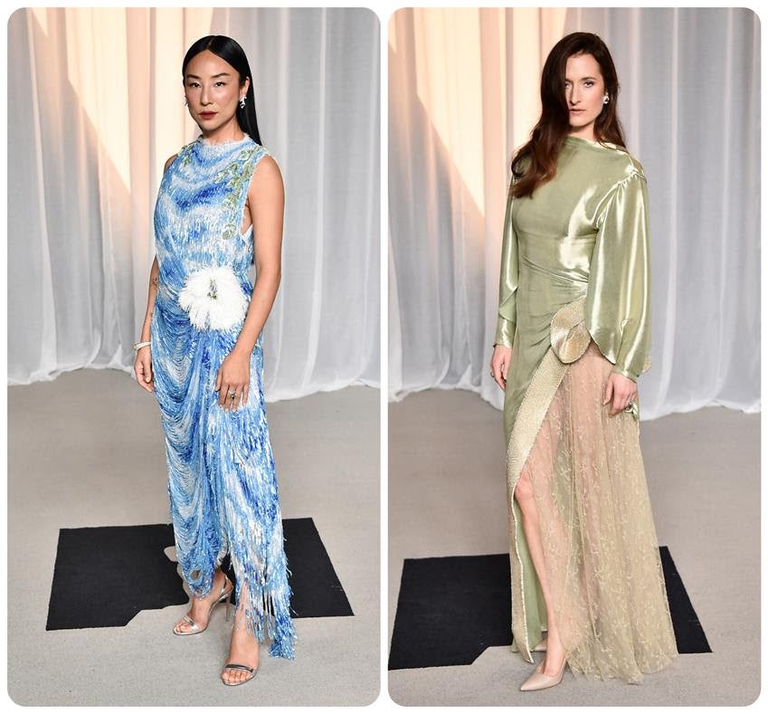 Greta Lee and Grace Gummer wearing Dior. Source: Getty