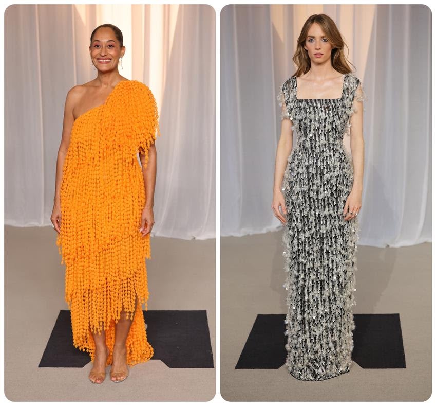 Tracee Ellis Ross wearing Balenciaga and Maya Hawke wearing Prada. Source: Getty