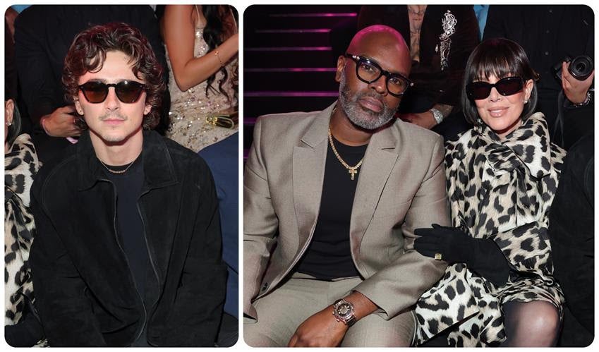 Timothée Chalamet, Corey Gamble and Kris Jenner at the Victoria's Secret Fashion Show. Source: Getty