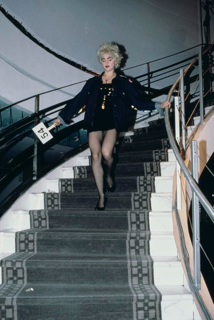 Madonna takes part in a celebrity fashion show at Barneys in New York City in 1986. Source: Getty